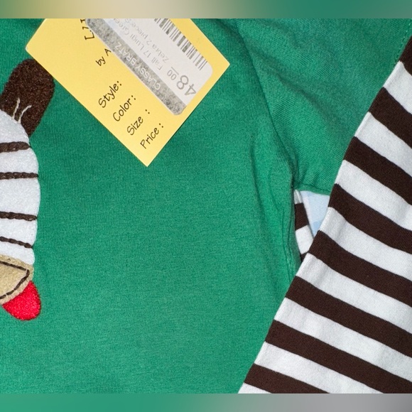 Luigi boutique Green Brown Zebra Kids outfit size 4T new - Picture 3 of 8